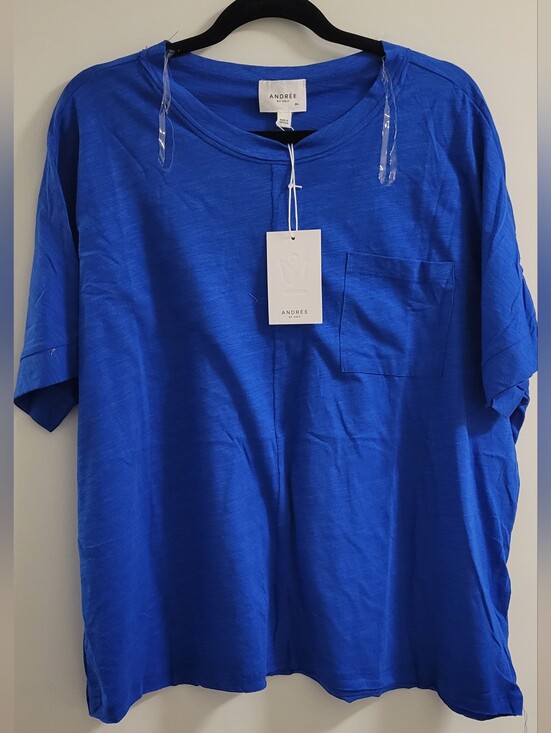 Andre By Unit Tops - Andre By Unit Cotton Pocket Tee - Bold Royal Blue Size M